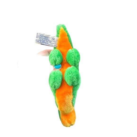 Vintage 1990s A&A Plush Inc. Green & Orange Dinosaur Stuffed Toy - Picture 3 of 5